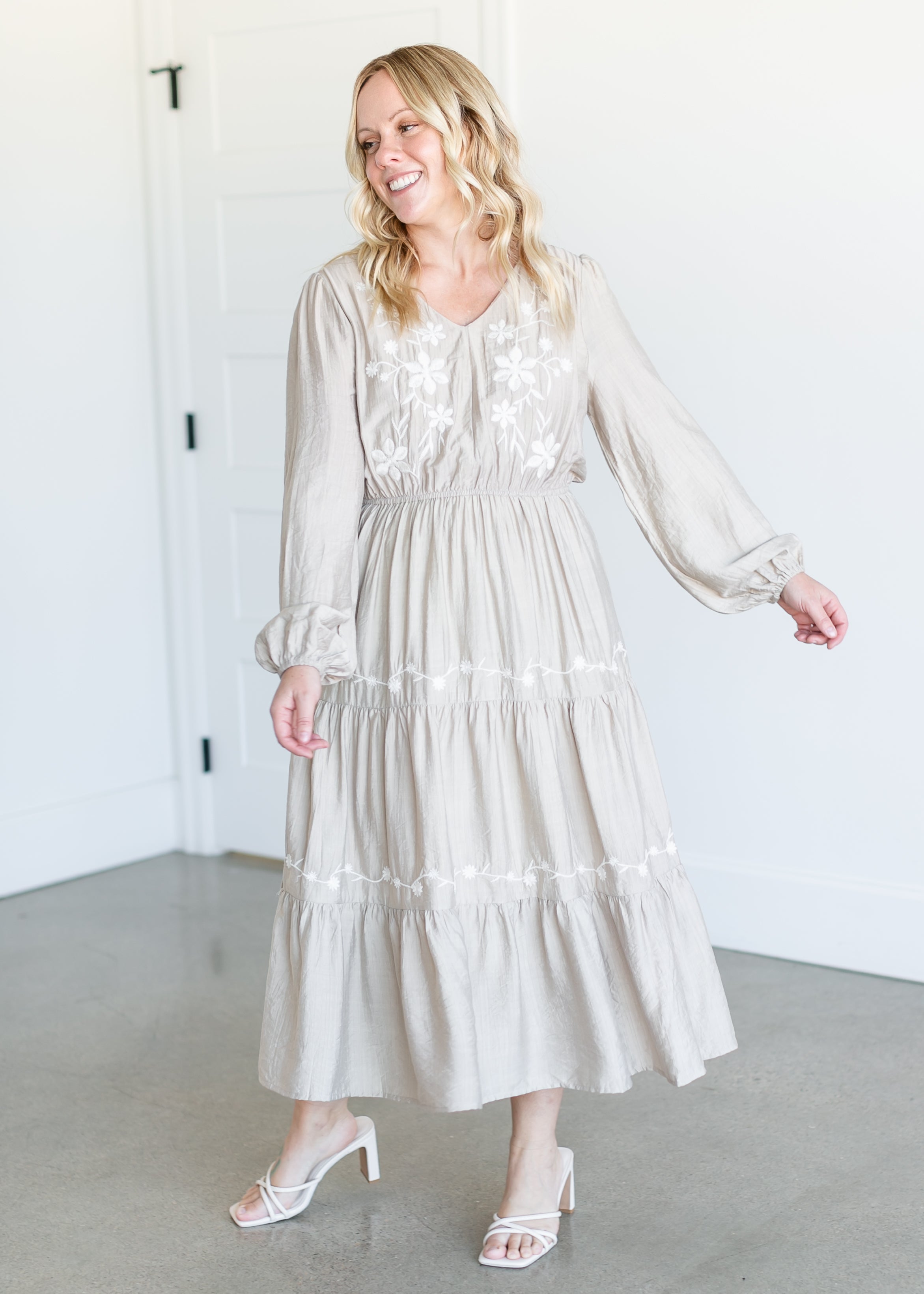 Floral Crochet Detailed Long Sleeve Dress