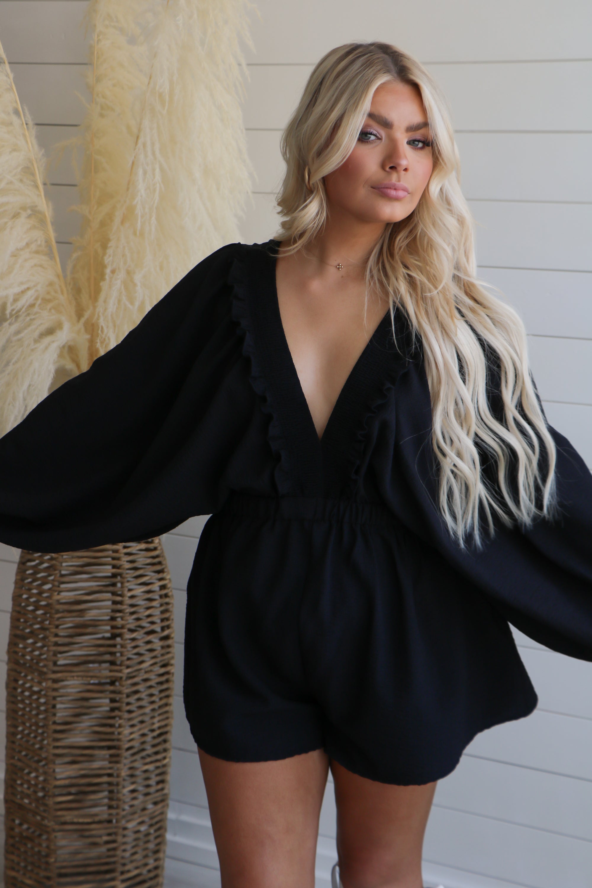 She's Arrived Romper in Black
