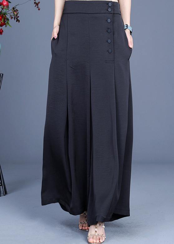 Diy Black Button Wide Leg Pants Summer