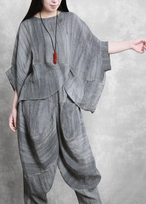 Original gray suit loose irregular top harem pants Zen two-piece autumn